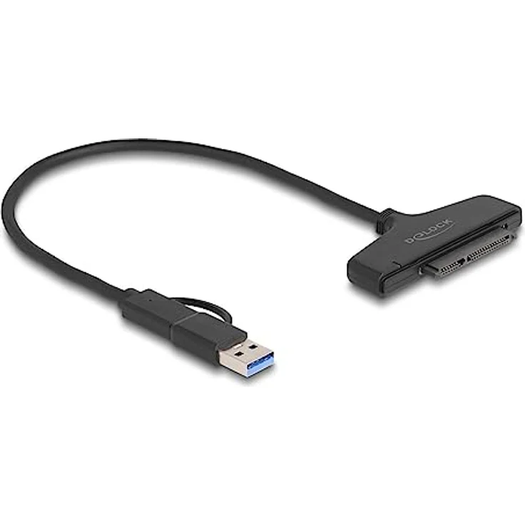 DeLOCK 61042 SATA-Kabel, 0.3 m, 22-polig, schwarz – Bild 1