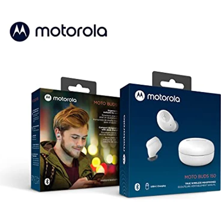 Motorola Sound MOTO BUDS 150 - Kabellose Ohrhörer - Bluetooth - Wasser- und Schweißfest - Touch- un Sprachsteuerung - 18 Stunden Spielzeit - Weiß – Bild 5