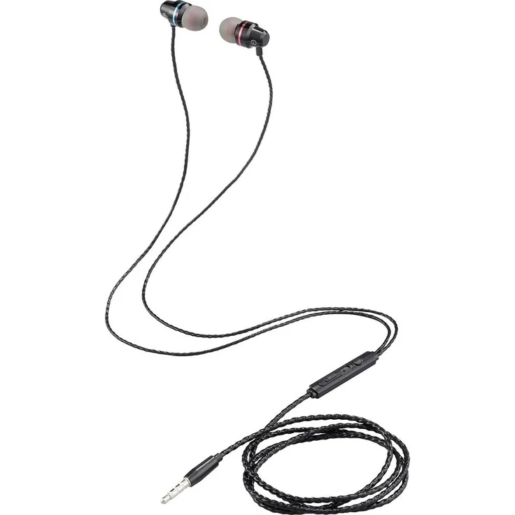 Renkforce RF-IE-JH01, In Ear Headset kabelgebunden mit Fernbedienung, Schwarz
