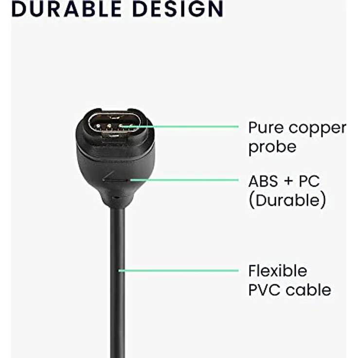 kwmobile USB C Ladekabel für Garmin Forerunner 265 / 265S / 965 / 970 / 165 / 570, 100 cm Charger Kabel in Schwarz, schnelles und zuverlässiges Aufladen für Fitness Tracker – Bild 4