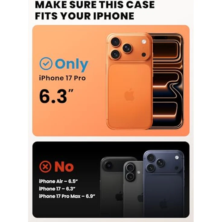 i-Blason Ares Flip MagSafe Hülle iPhone 17 Pro, Shockproof bis 6m Höhe mit Ständer, Orange – Bild 2