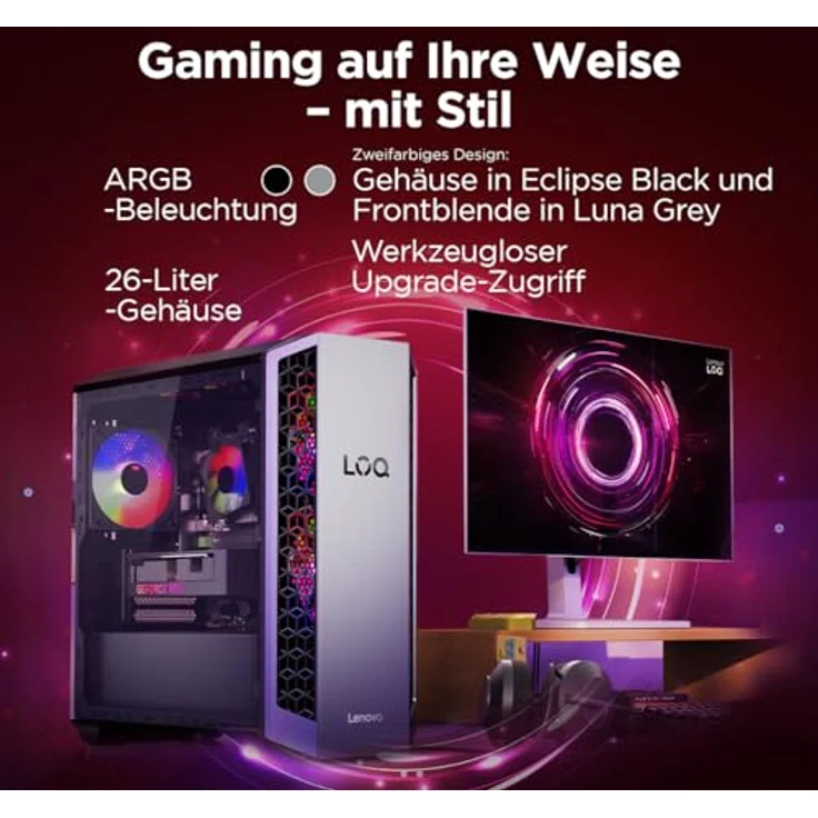 Lenovo LOQ Tower 26ADR10, Grau, Desktop-PC mit AMD Ryzen 7 8745HX, 32 GB RAM, 1 TB M.2 SSD und NVIDIA GeForce RTX 5060 – Bild 9
