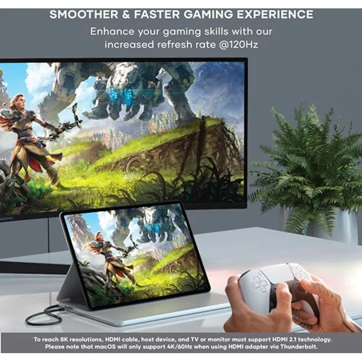 Satechi USB-C zu HDMI 2.1 8K Kabel, 2 m, mit Aluminiumgehäuse, schwarz-silber, unterstützt 8K/60Hz und 4K/120Hz – Bild 2