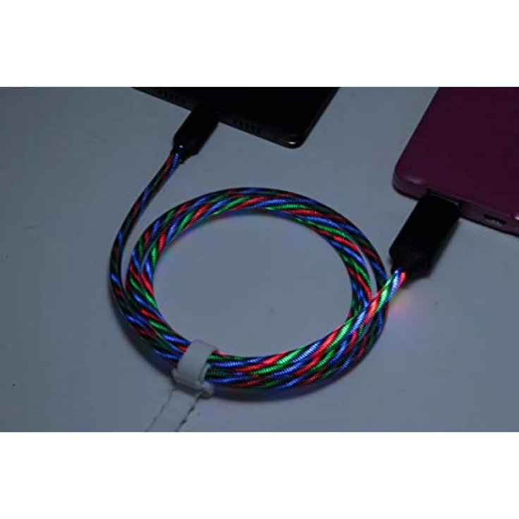 2GO Datenkabel & Ladekabel Tricolor, 100cm LED-beleuchtet, Aluminium Stecker, USB Typ-C für alle Geräte – Bild 5