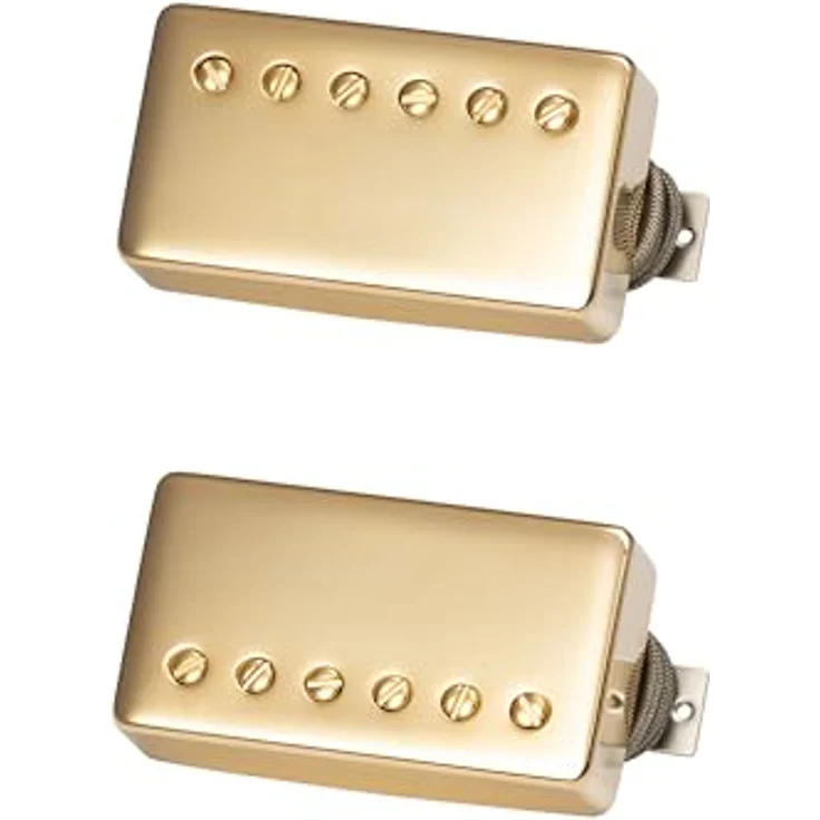 Gibson Custombucker Gold Set, Humbucker Tonabnehmer für E-Gitarre, PAF Konstruktion, Hals- und Stegposition, Vintage Output 8K, Alnico 3 Magnet, goldene Kappen, ungewachst, Made in USA – Bild 3