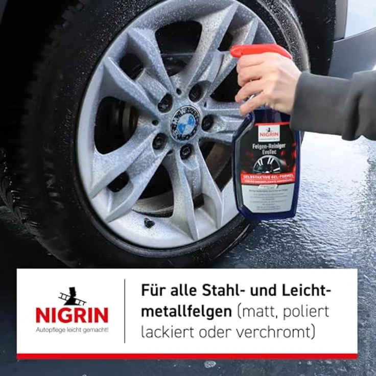 NIGRIN Felgen-Reiniger EvoTec, hocheffektive Reinigung aller Arten von Felgen, integrierter Wirk-Indikator, selbstaktiv, säurefrei, 750 ml – Bild 5
