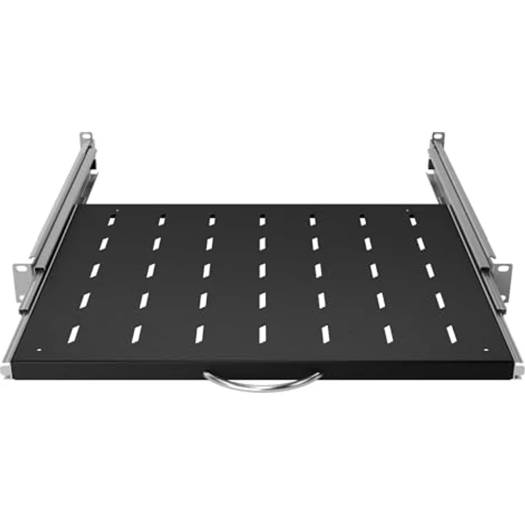 Stalflex Server Netzwerkschrank 19 Zoll 1U 350mm, Hochbelastbarer Stahl, Ausziehbares belüftetes Rackmontage Kragarmtablett, 19 Zoll Fachboden – Bild 5