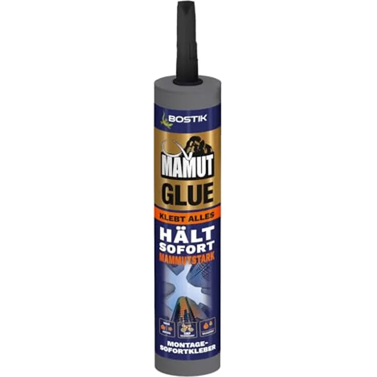 BOSTIK MAMUT GLUE Weiß - Hybrid-Universalklebstoff, Flexibler Montage-Sofortkleber auf Alle Materialien, Für Innen und Außen sowie unter Wasser und unter Extremsten Witterungsbedingungen, 450g