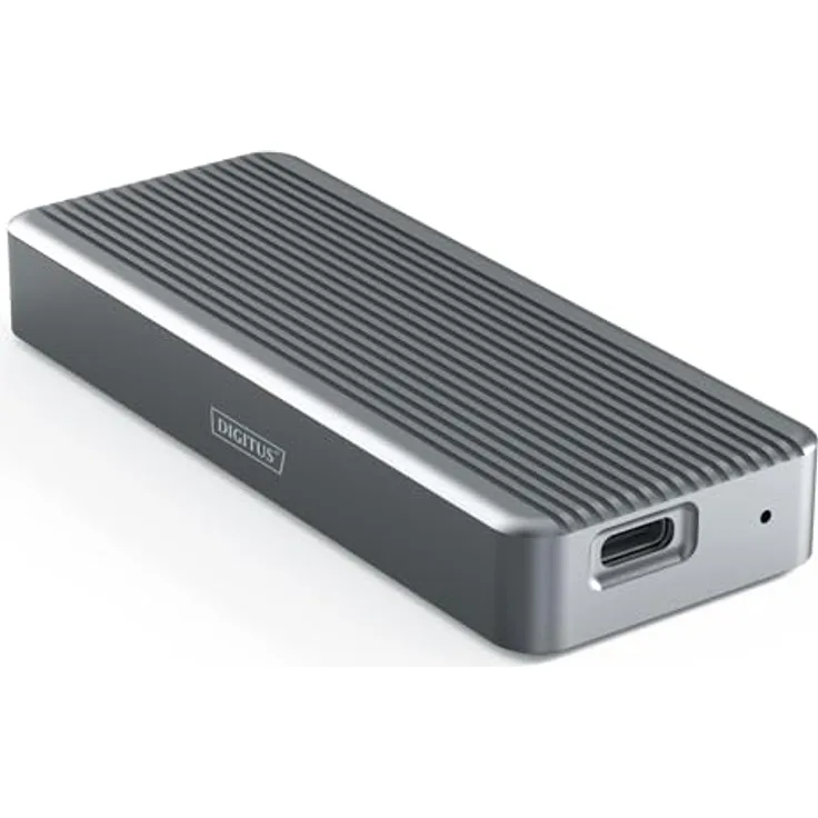 DIGITUS externes M.2-Gehäuse - USB 3.2 Gen2x2 Typ-C - 20 Gbit/s - Aluminiumgehäuse - Grau, unterstützt NVMe-SSDs bis 8 TB