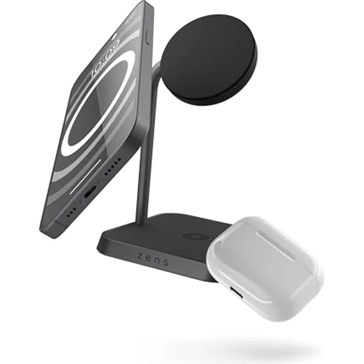 OtterBox Zens Office Wireless Charger 2, MagSafe und Qi-kompatibles 15 W Ladegerät für iPhone Air 17, 16, 15, 14, 13, 12 und AirPods, inkl. 24-W-Netzadapter, Schwarz