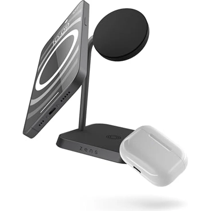 OtterBox Zens Office Wireless Charger 2, MagSafe und Qi-kompatibles 15 W Ladegerät für iPhone Air 17, 16, 15, 14, 13, 12 und AirPods, inkl. 24-W-Netzadapter, Schwarz – Bild 1