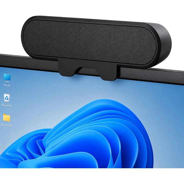 Bolwins P42C PC Soundbar Lautsprecher 10W mit Monitor Clip, USB Stereo, Platzsparend für Büro und Gaming, Schwarz