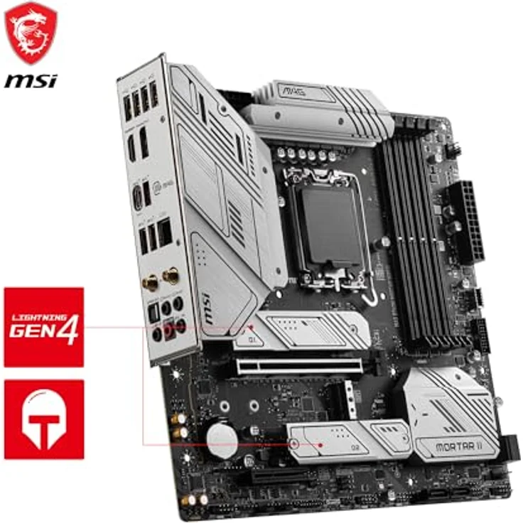 MSI MAG B760M Mortar WiFi II Motherboard, mATX - Unterstützt Intel Core Prozessoren der 12., 13. und 14. Generation, LGA 1700, DDR5 7800+MHz/OC, 1x PCIe 5.0 x16, 3 x M.2 Gen4, 2.5G LAN, Wi-Fi 6E – Bild 5