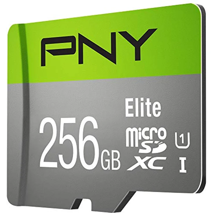 PNY Elite 256GB microSDXC-Speicherkarte + SD-Adapter, 100MB-s Lesegeschwindigkeit, Klasse 10 UHS-I, U1, A1 App Performance, V10 für Full-HD-Video – Bild 2