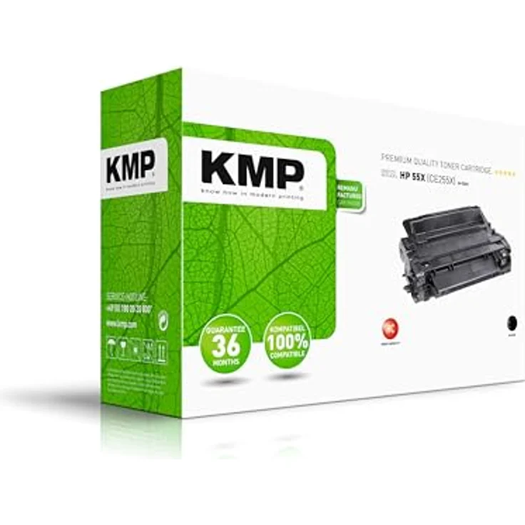 KMP Toner CE255X, kompatibel mit HP LaserJet P3015/P3015D/P3015DN/P3015X, Reichweite ca. 12500 Seiten, mit Chip, 36 Monate Qualitätsgarantie – Bild 1