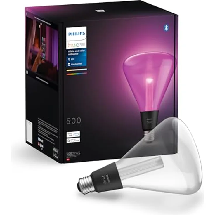 Philips Hue Lightguide smarte Lampe, Triangle Form, weißes und farbiges Licht, Bluetooth kompatibel, Sprachsteuerung mit Alexa, Apple Home und Google Assistant, Klar
