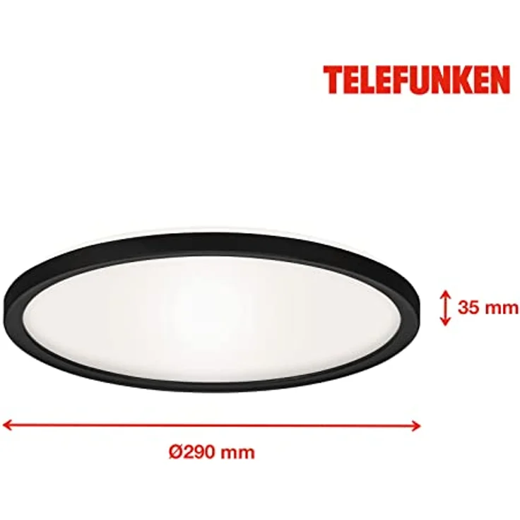 TELEFUNKEN LED Bad Deckenleuchte mit Backlight, IP44 Badezimmerlampe, ultraflach, neutralweißes Licht, Schwarz 290x35 mm (DxH) 321605TF – Bild 4