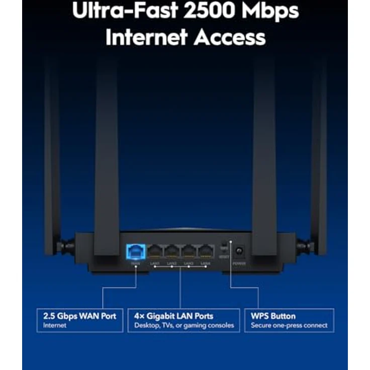 Cudy BE3600 Dual-Band Wi-Fi 7 Router, Blitzschnelle Geschwindigkeiten, 2,5G WAN Port, Weitreichende Abdeckung, Leistungsstarke CPU, WR3600H – Bild 2