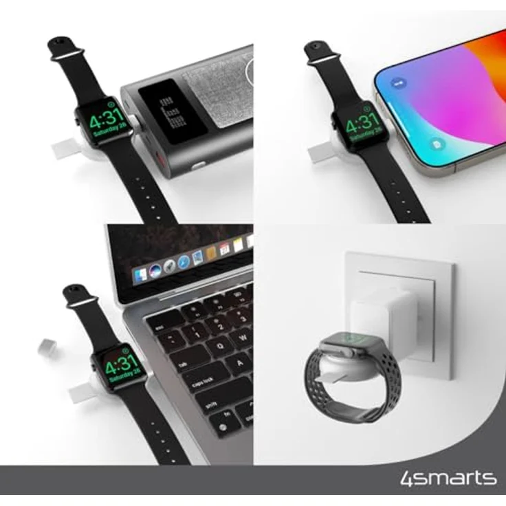 4smarts Wireless Charger Qi2 (15 W), kabellose Ladestation für Smartphones, Headsets und Apple Watch, Weiss – Bild 3