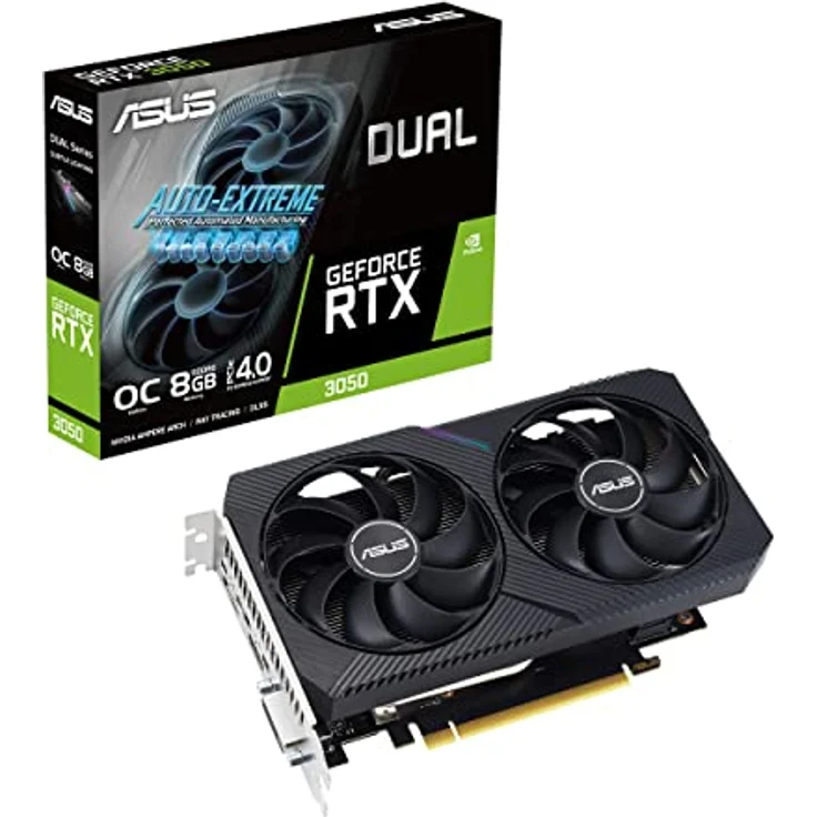ASUS Dual GeForce RTX 3050 V2 OC Edition 8GB GDDR6 Gaming Grafikkarte (Nvidia RTX3050 V2, PCIe 4.0, HDMI 2.1, DisplayPort 1.4a, DUAL-RTX3050-O8G-V2) – Bild 1