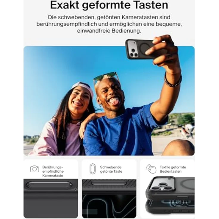Belkin SheerForce Grip, Schutzhülle für iPhone 17 Pro in Schwarz, Stoßschutz bis 2 m, integrierte Kamerasteuerung – Bild 5