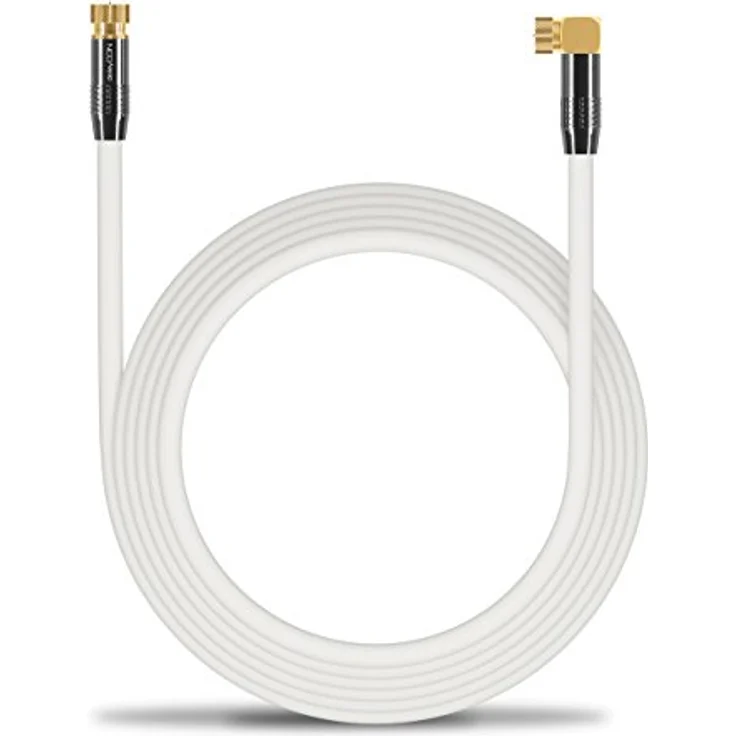 deleyCON [10m] SAT Antennenkabel PREMIUM HDTV Satellitenkabel gewinkelt Koaxialkabel - F-Stecker (90° Grad) zu F-Stecker - Weiß vergoldet 100dB – Bild 5