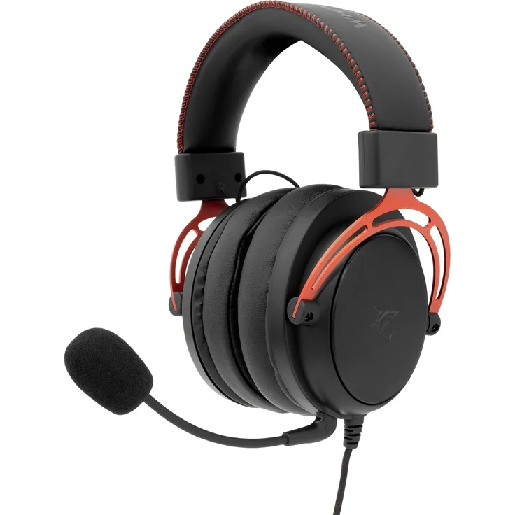 White Shark GH-2341 Gorilla, Kabelgebundenes Gaming Headset für Xbox, PS und PC, Over-Ear Design in Schwarz-Rot mit Mikrofon