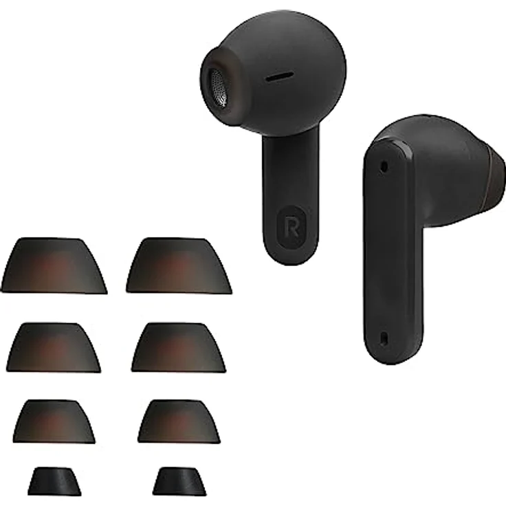 kwmobile 8X Ersatzpolster für JBL Tune Flex - Schwarz, Silikon Ohrstöpsel in 4 Größen, flexibles und reißfestes TPU Material – Bild 4