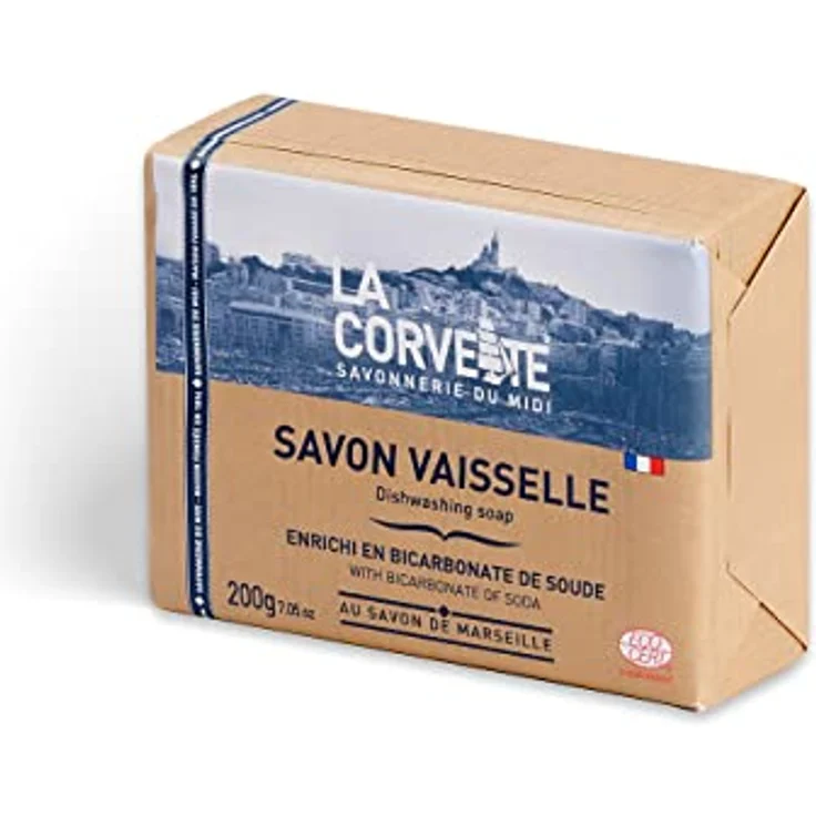 La Corvette Feste Seife auf Basis von Marseille mit Oliven, 100% natürliche Geschirrspülseife, ökologisch und biologisch abbaubar, 1 Stück – Bild 1