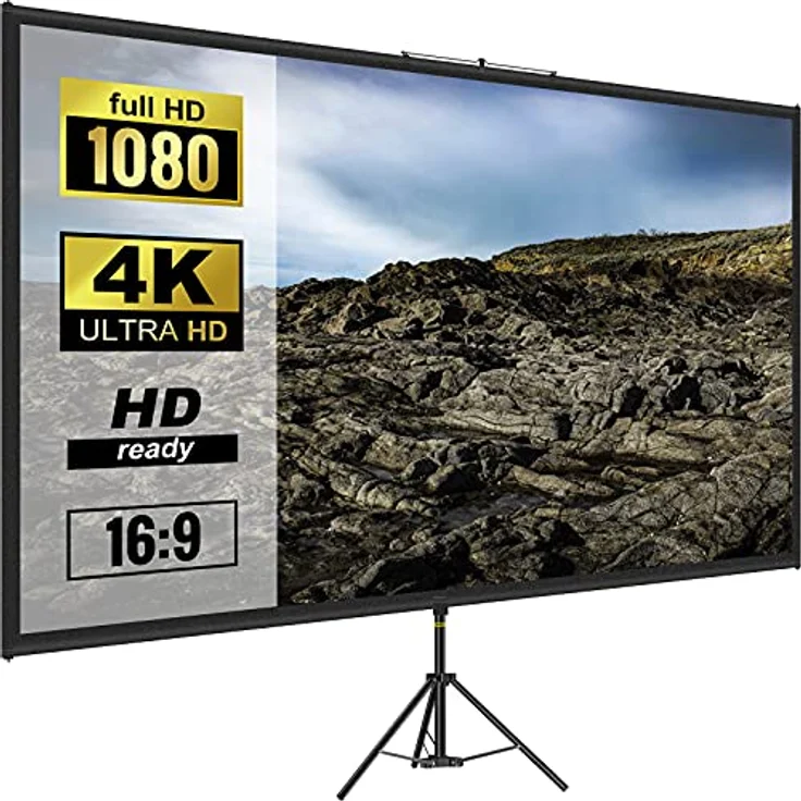 VEVOR 16:9 Beamer Leinwand Stativ 4K HD Rolloleinwand 160 Grad Betrachtungswinkel Projektionsleinwand 244x137cm Präsentationswand 279,4cm Diagonale Stativleinwand für Heimkino Tagungsraum Hochzeiten – Bild 1