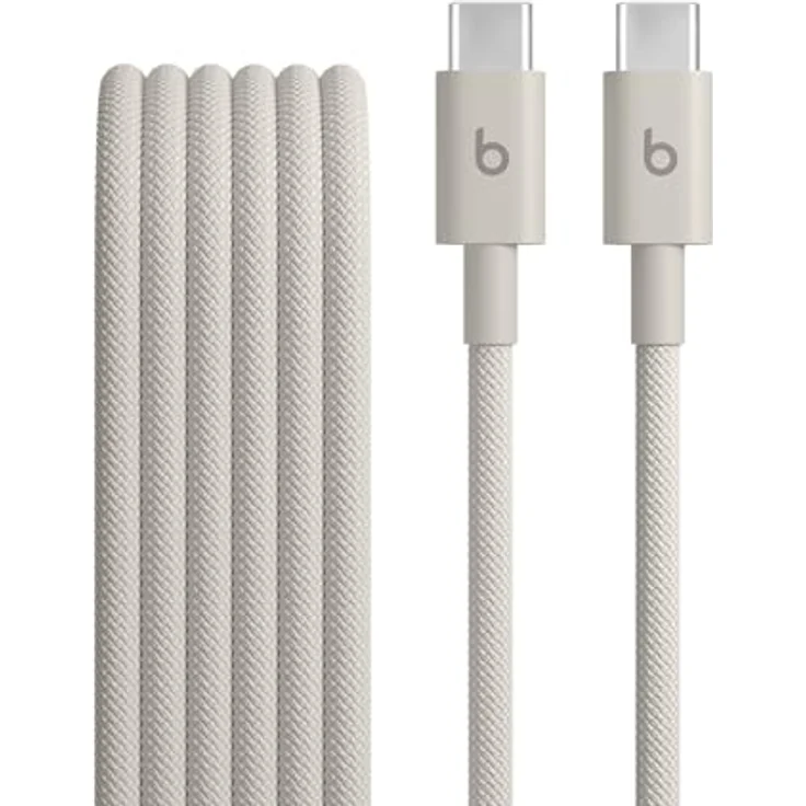 Beats USB-C auf USB-C Gewebtes Kabel, schnelles Laden bis 60 Watt, langlebiges und verwicklungsfreies Design, kompatibel mit Apple und Android USB-C Produkten (1,5 m) – Energie-Grau – Bild 1