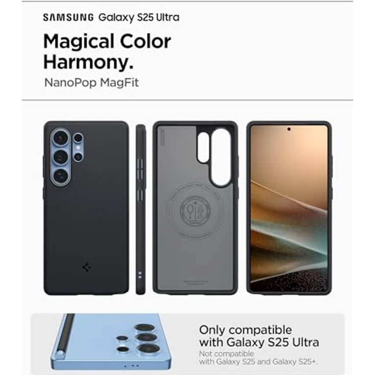 Spigen Caseology Nano Pop, Smartphone Hülle für Samsung Galaxy S25 Ultra, Schwarz mit weicher Silikonoberfläche und MagFit-System – Bild 2