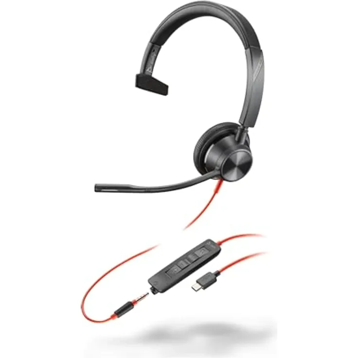 Poly Blackwire 3315 - On-Ear Headset mit aktiver Rauschunterdrückung - Schwarz - UC-Zertifiziert
