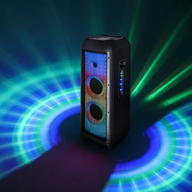 Majestic Flame T360, Bluetooth Trolley mit 360° Lichtspiel, DJ Pad 64 Soundeffekte, 4 LED-Lichteffekte, USB/AUX/MIC/Guitar, Fernbedienung, TWS, Tragegriff und Rollen – Bild 4
