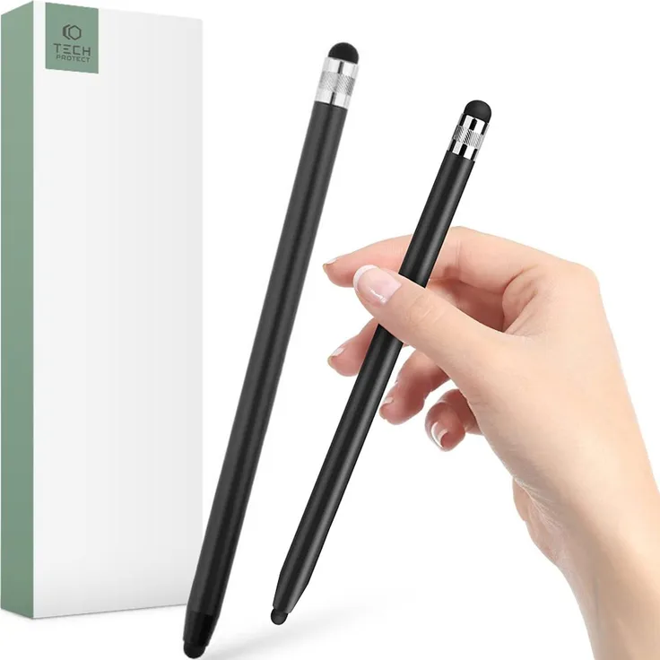 TechProtect Touch-Stift, schwarz - Präzisionsspitze, ergonomisches Design, kompatibel mit Touch-Geräten