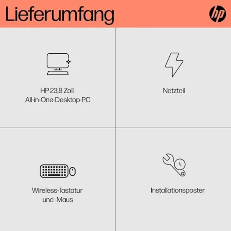 HP 24-cr0400ng All-in-One-PC - 60,5 cm (23.8") Full HD - AMD Ryzen 5 - 8 GB - 512 GB - Windows 11 Home - Muschelweiß – Bild 5