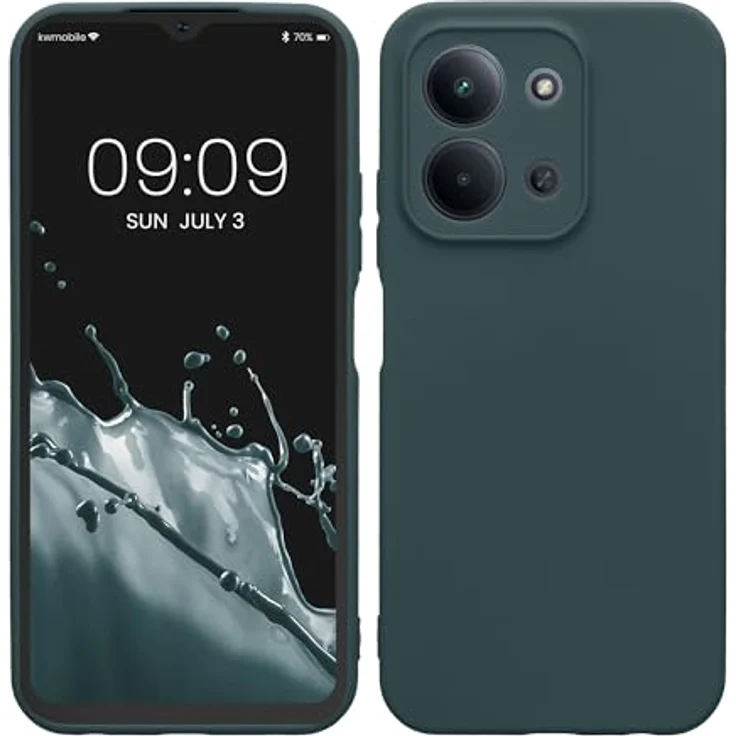 kwmobile Handyhülle kompatibel mit Xiaomi Redmi 15C 5G - Flexibles Silikon Case in Dunkler Schiefer, reißfest und rutschfest mit präzisen Ausschnitten für Kamera und Anschlüsse – Bild 1