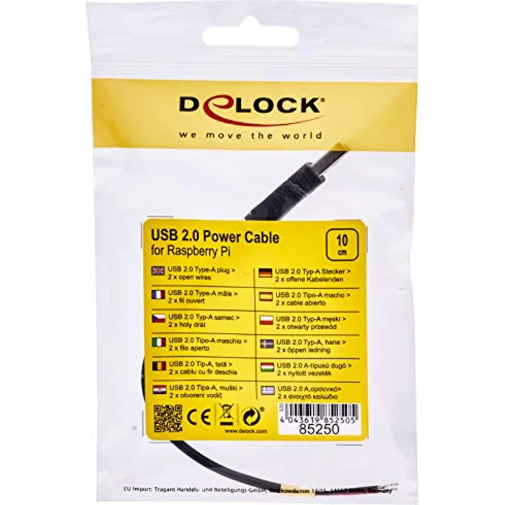 DeLOCK - USB-Kabel - USB (M) bis Hardwire 2-Kabel - USB2.0 10cm - Schwarz (85250) – Bild 2