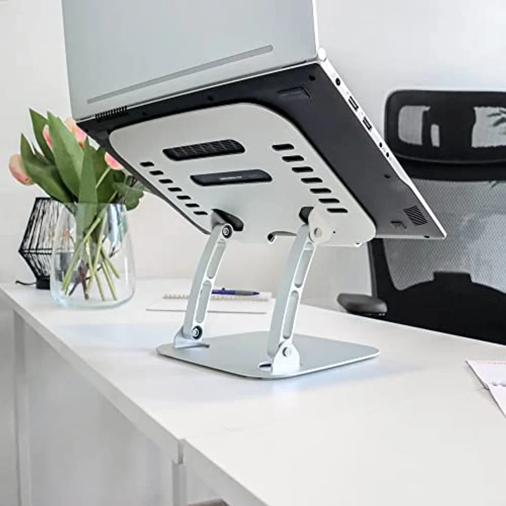 hjh OFFICE Laptop Ständer Laptop Stand 10-17,3 Zoll Alu Notebook Halter, Höhe & Winkel verstellbar, ergonomisch, Silber – Bild 5