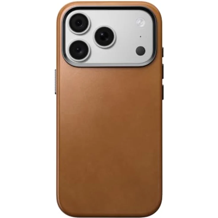 Nomad Traditional Leather Case für iPhone 18 Pro Max/17 Pro Max, englisches Tan, Vollnarbenleder, MagSafe- und Qi2-kompatibel, Glas-Camera-Control-Taste, eloxierte Aluminiumtasten – Bild 1