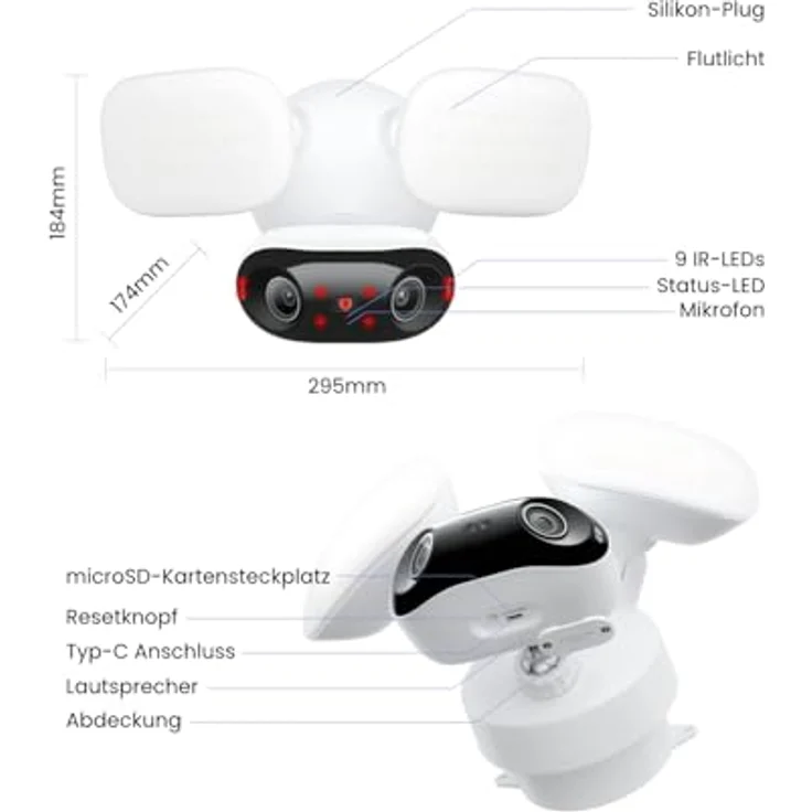 Reolink Elite Floodlight WiFi, 4K Wi-Fi 6 Überwachungskamera mit 3000 Lumen Flutlicht, dimmbar (3000K-6000K), 180° Panorama-Ansicht, KI-Erkennung, wetterfest IP66 – Bild 9
