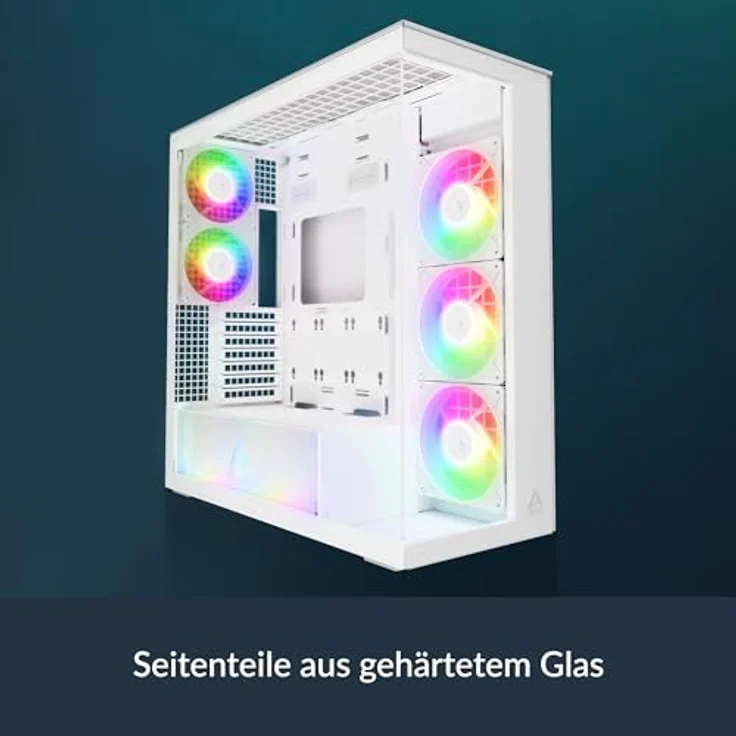 Arctic Cooling ACPCC00014A, PC-Gehäuse Midi Tower in Weiss, unterstützt ATX-Mainboards, 5 Lüfterplätze, vorinstalliertes Netzteil, Sichtfenster – Bild 5