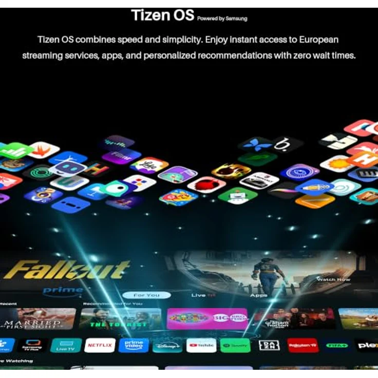 Koorui K55Q1UQ-T8, 55 Zoll QLED 4K Ultra HD Smart TV mit Tizen, Sprachsteuerung, HDMI x3, USB x2, Triple Tuner, randloses Design – Bild 2