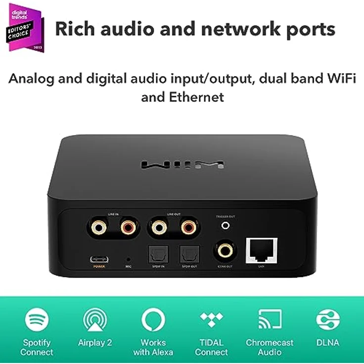 WiiM Pro AirPlay 2 Receiver, Chromecast Audio, WiFi Multiroom Streamer, funktioniert mit Alexa, Siri und Google Assistant, streamt Hi-Res Audio von Spotify, Amazon Music, Tidal und mehr – Bild 2