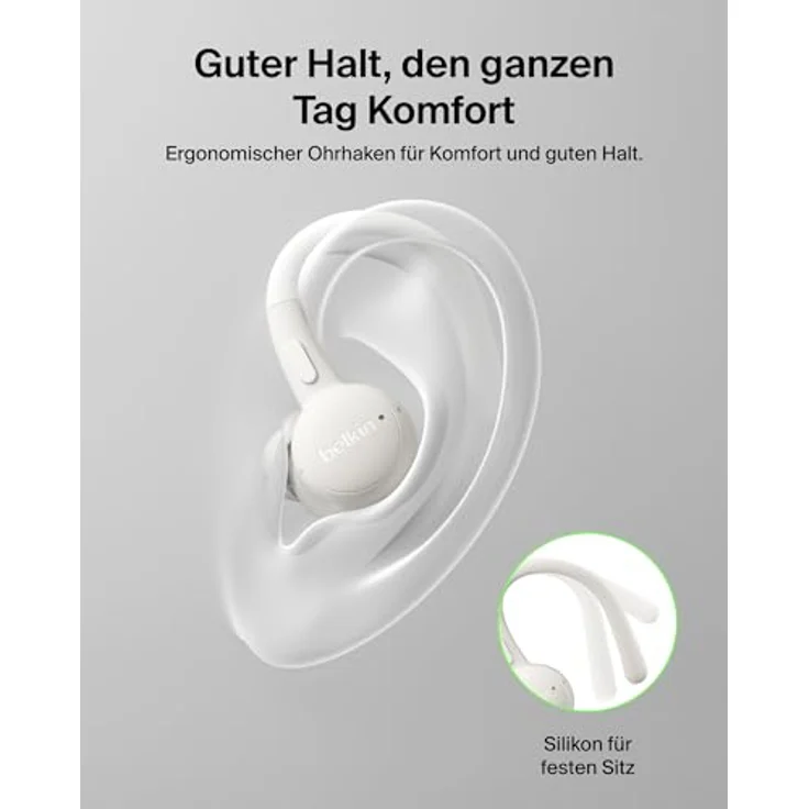 Belkin SoundForm ActiveFit In Ear Kopfhörer, Kabellos Bluetooth mit Mikrofon, 36 Std. Akkulaufzeit, Wasserfest IP54, schnellladen über USB-C, sandfarben – Bild 4