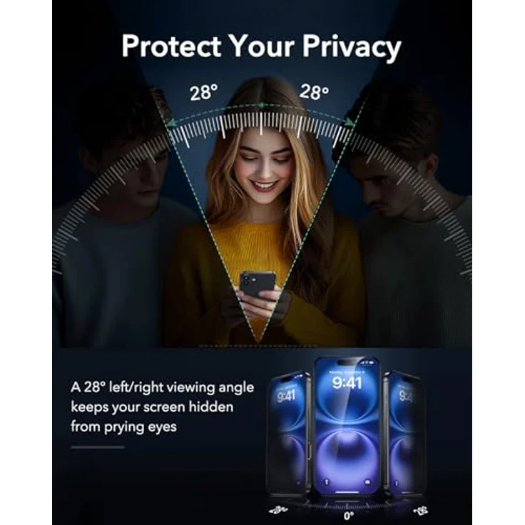 ESR Armorite Antispy Displayschutzfolie für iPhone 16/iPhone 15, gehärtetes Glas, 3 Stück, blasenfrei, militärnorm Schutz, inklusive Befestigungswerkzeug – Bild 3