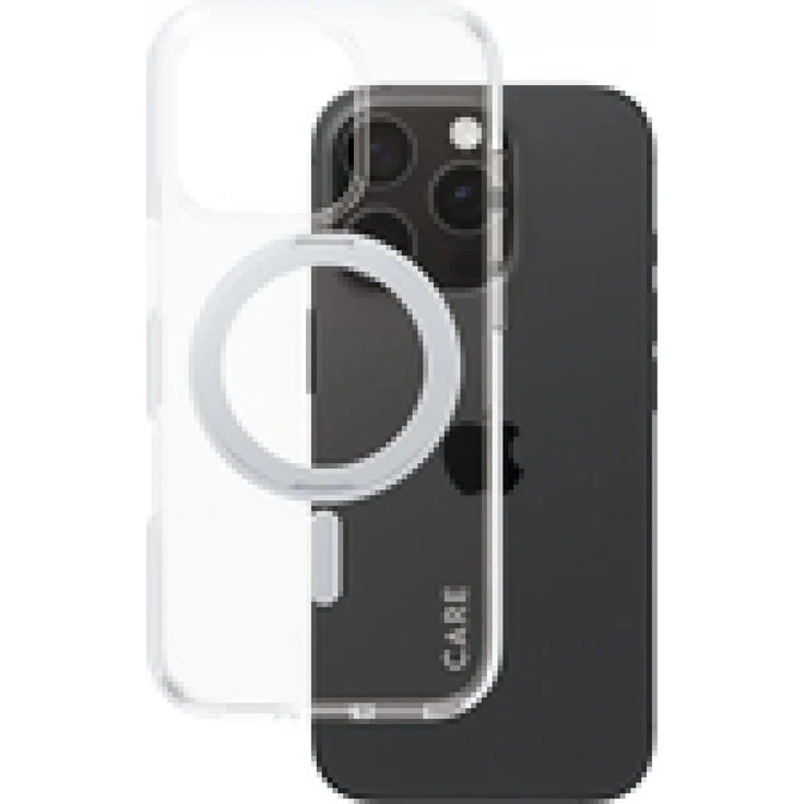 PanzerGlass CARE Kickstand Case für Apple iPhone 16 Pro, transparente Smartphone-Hülle mit Kickstand-Funktion, Silber