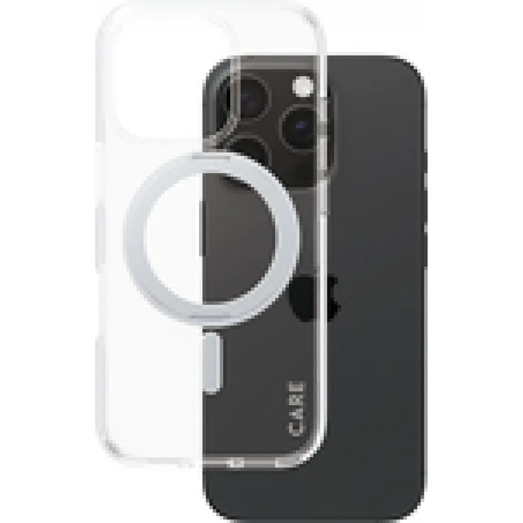 PanzerGlass CARE Kickstand Case für Apple iPhone 16 Pro, transparente Smartphone-Hülle mit Kickstand-Funktion, Silber
