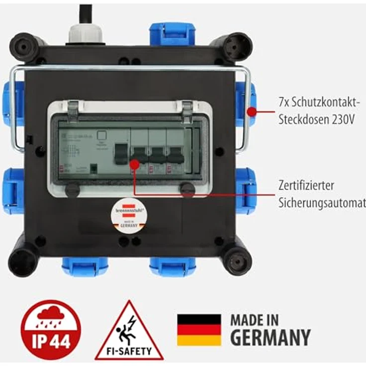 Kompakter Gummi-Stromverteiler BSV 3 FI-16-7 IP44 2m H07RN-F5G2.5 – Bild 3