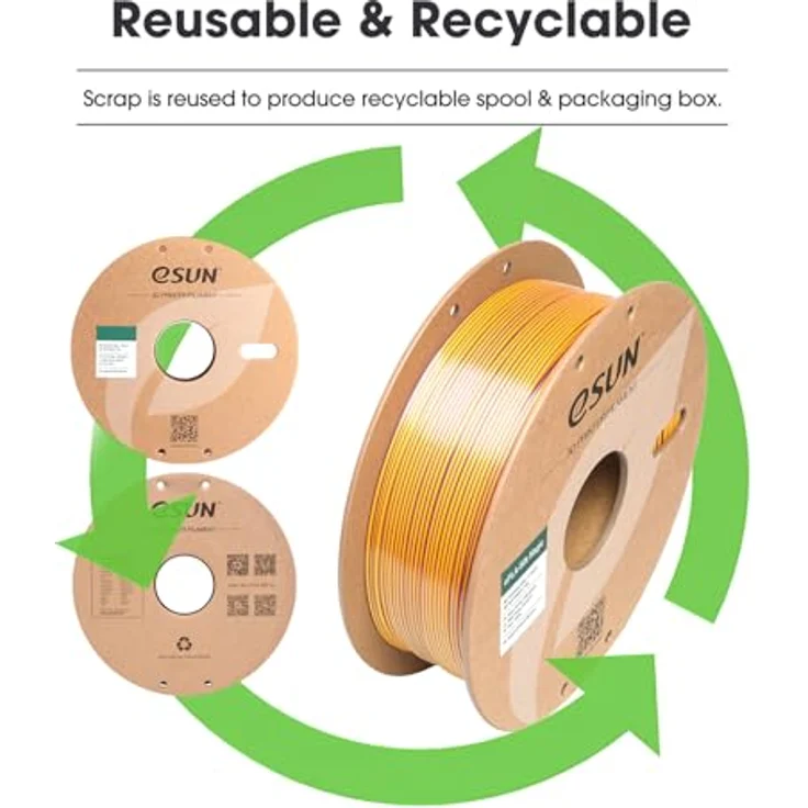 eSUN Silk Magic PLA Filament 1.75mm, Dual-Color Co-Extrusion, Silk Lila Gold, 1KG Spule für 3D-Drucker mit exzellenter Oberflächenqualität und geringer Verformung – Bild 4